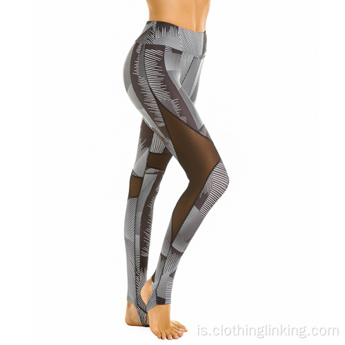 Mesh Yoga leggings með fótabandi